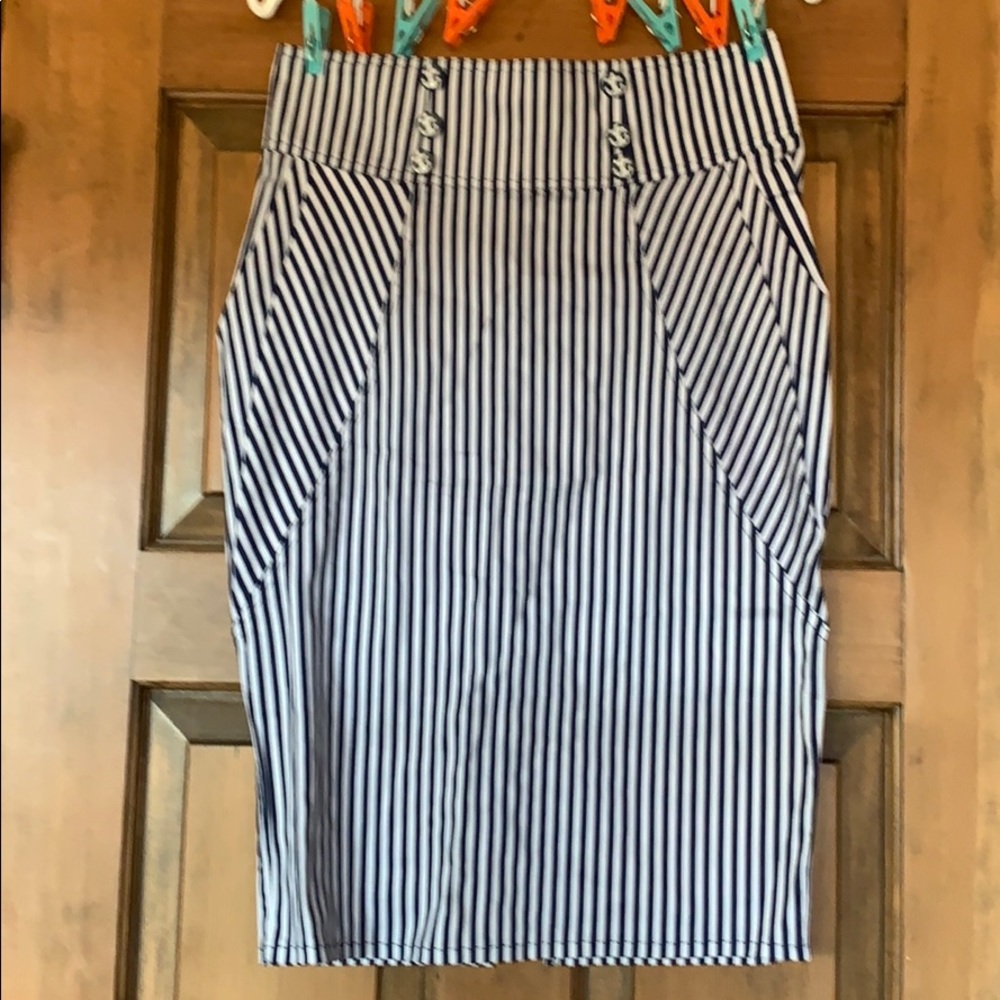 NWT Too Fast brand striped navy pencil skirt xl